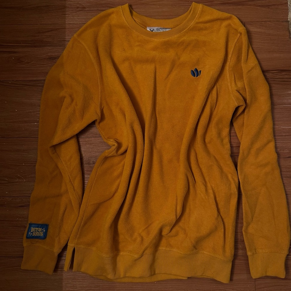 Dutch bros mustard yellow pullover